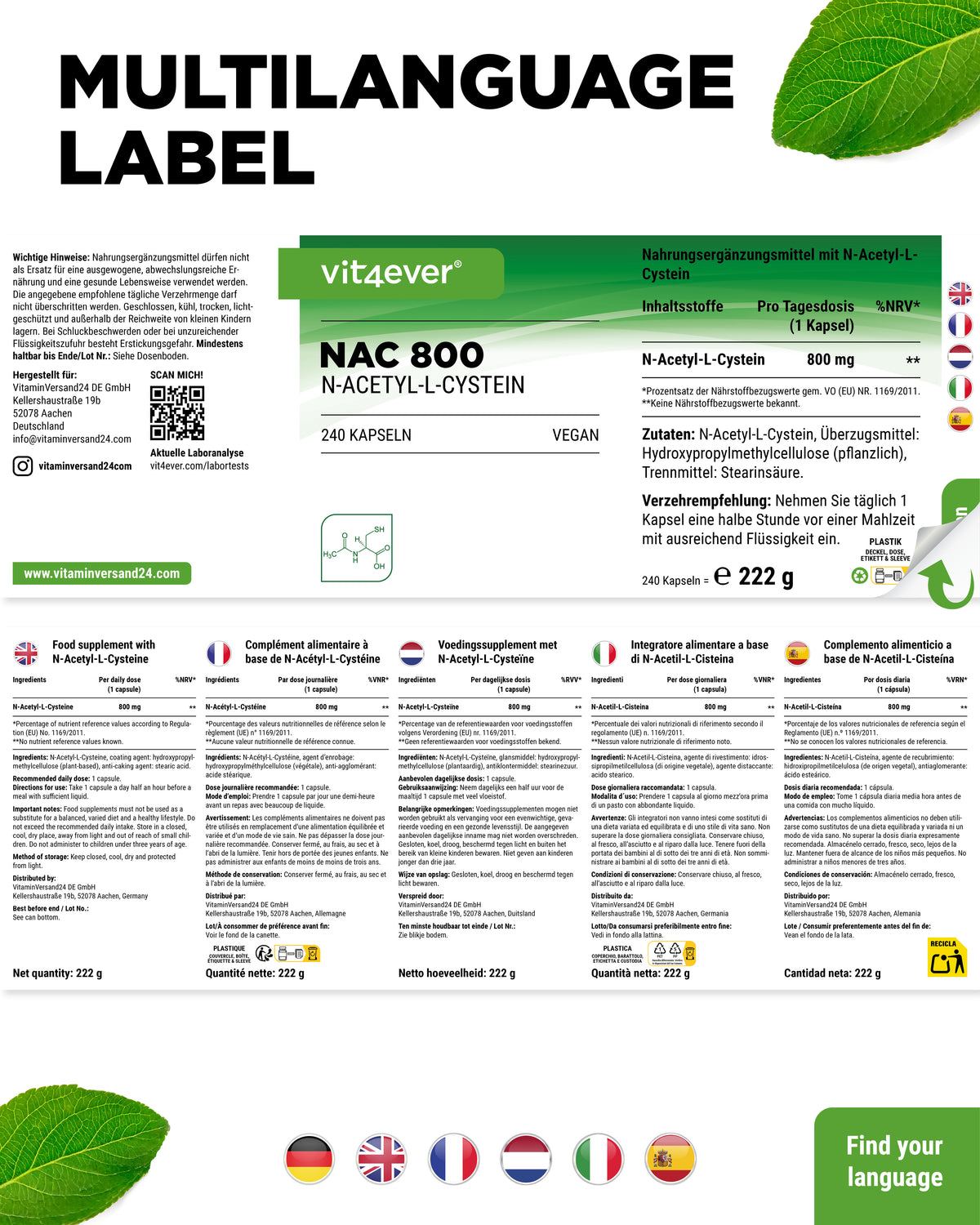 NAC - N-Acetyl L-Cystein - 800 mg