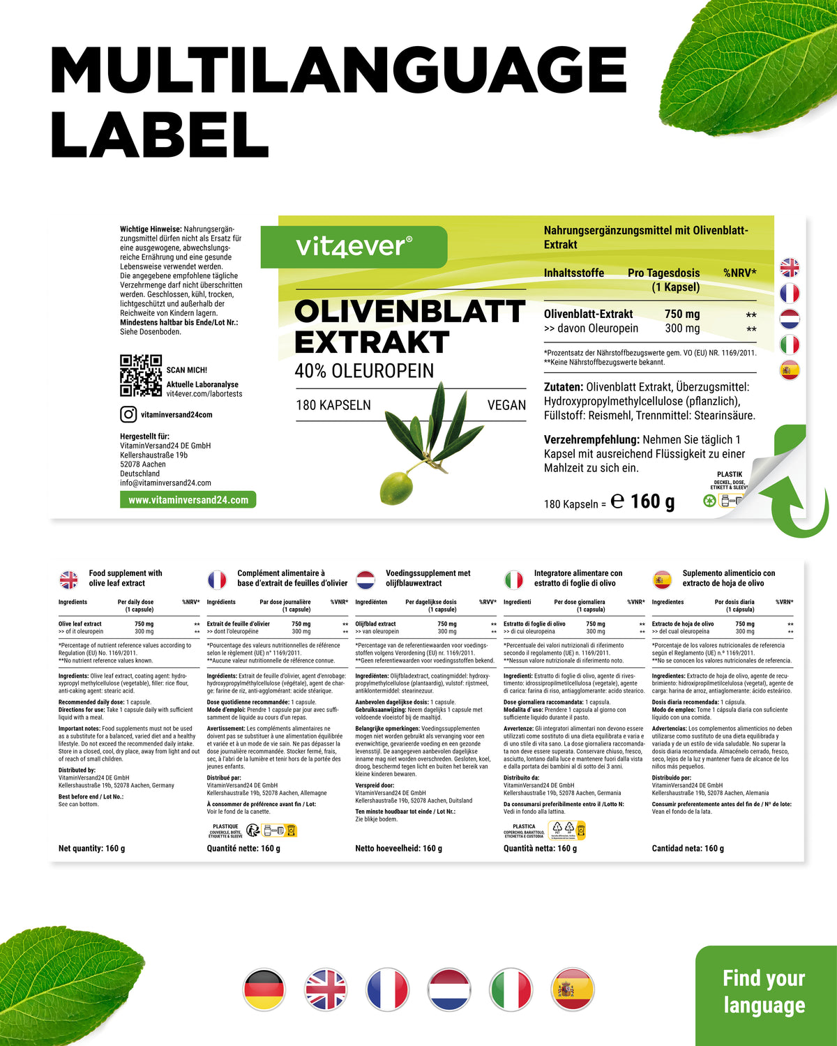 Olivenblatt Extrakt - 40% Oleuropein