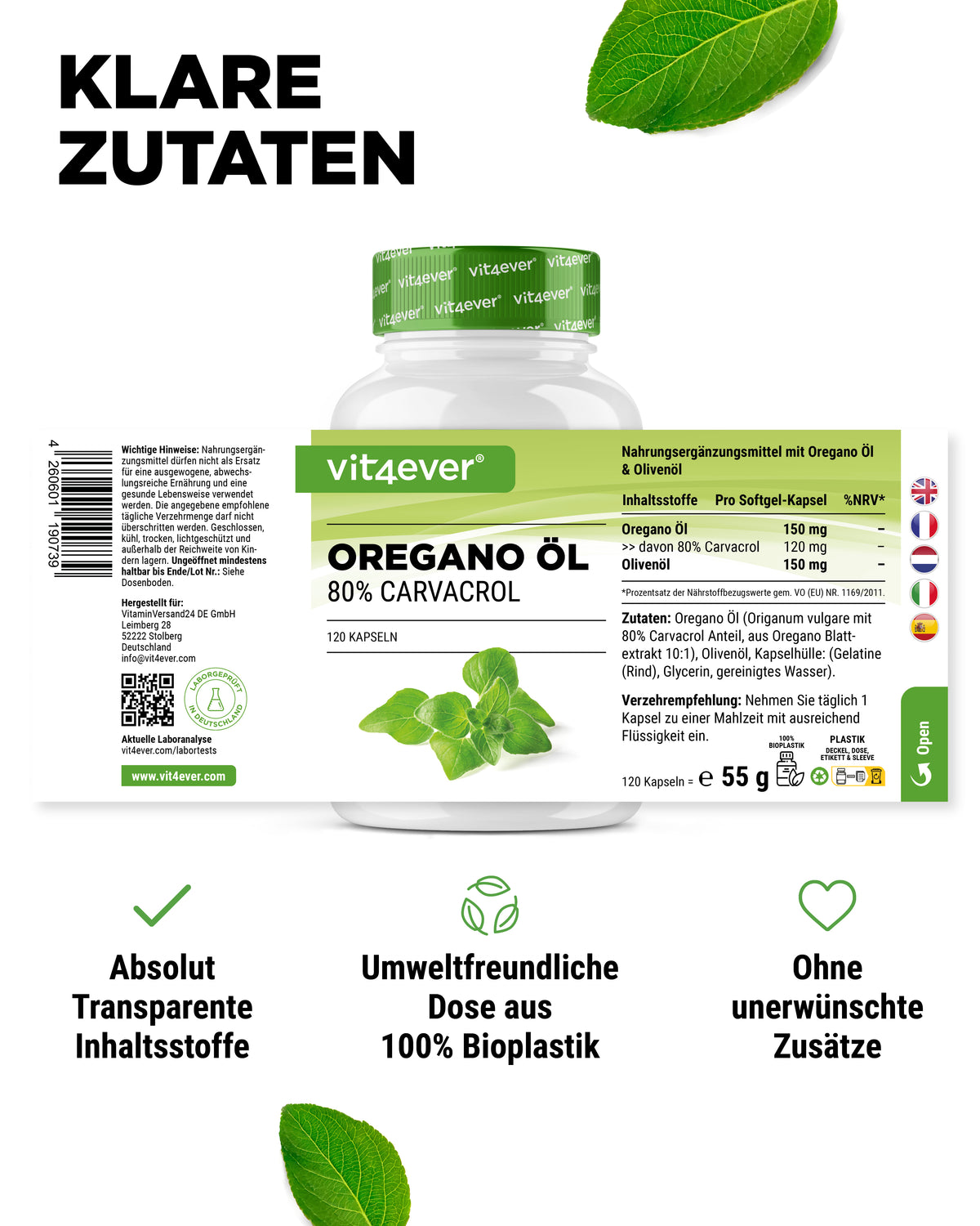 Huile d'origan - 150 mg - 80% Carvacrol