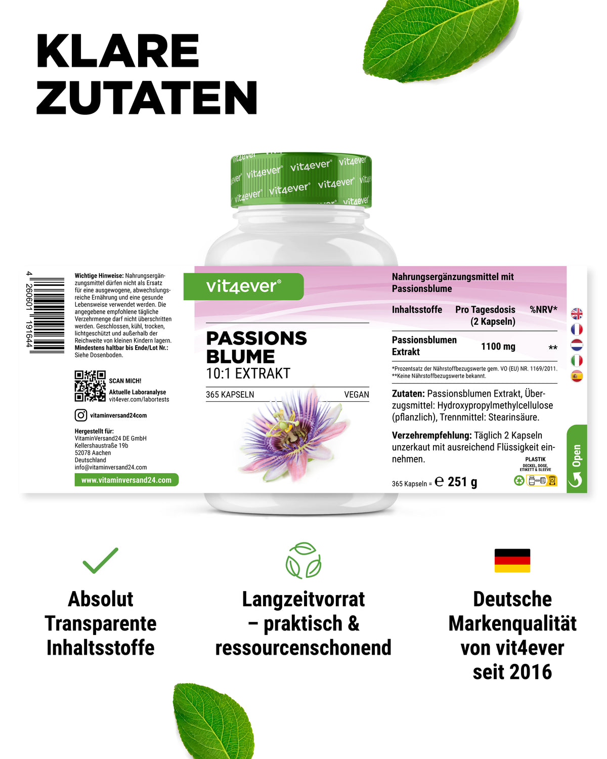 Passion Flower Extract - 365 Capsules