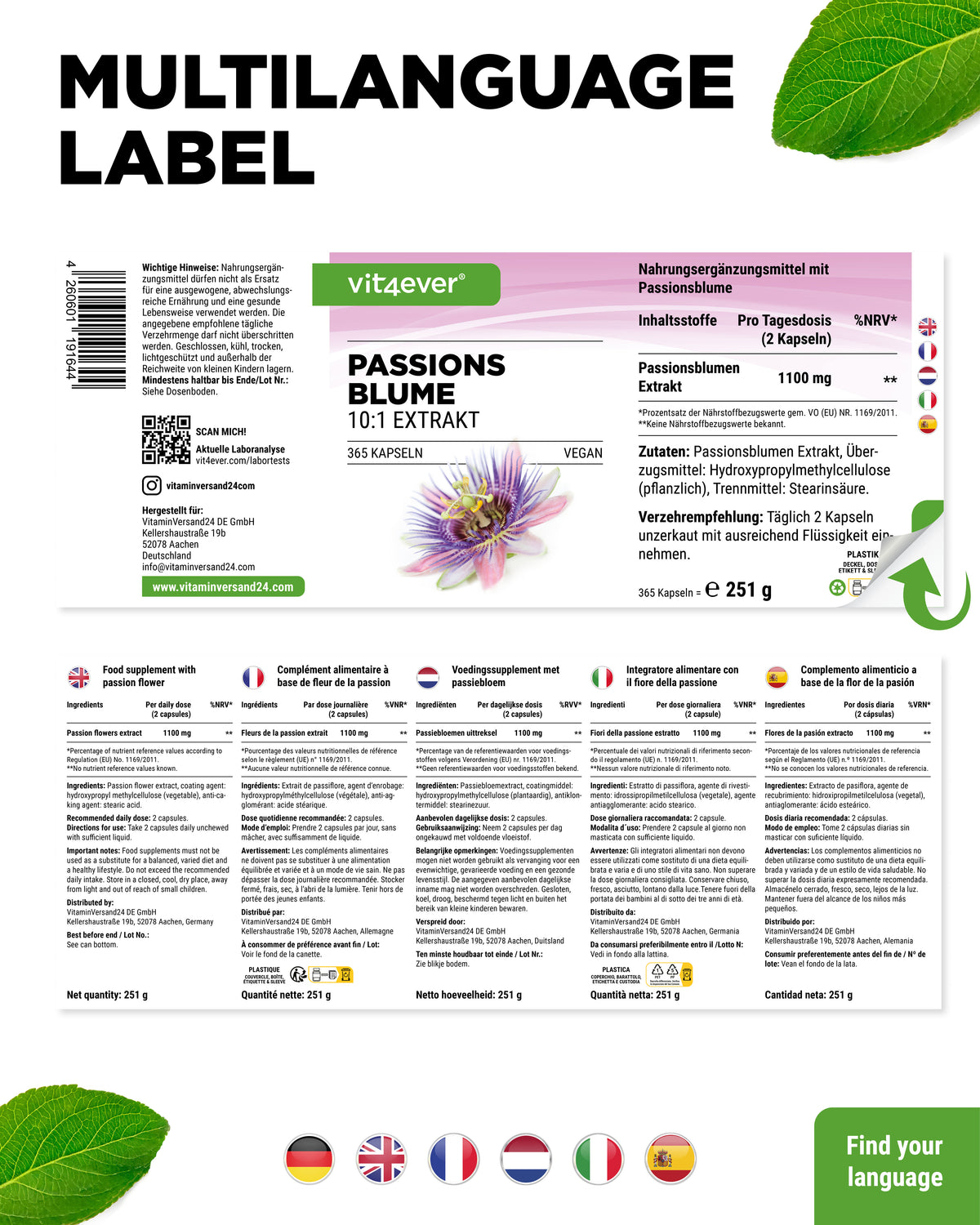 Passion Flower Extract - 365 Capsules