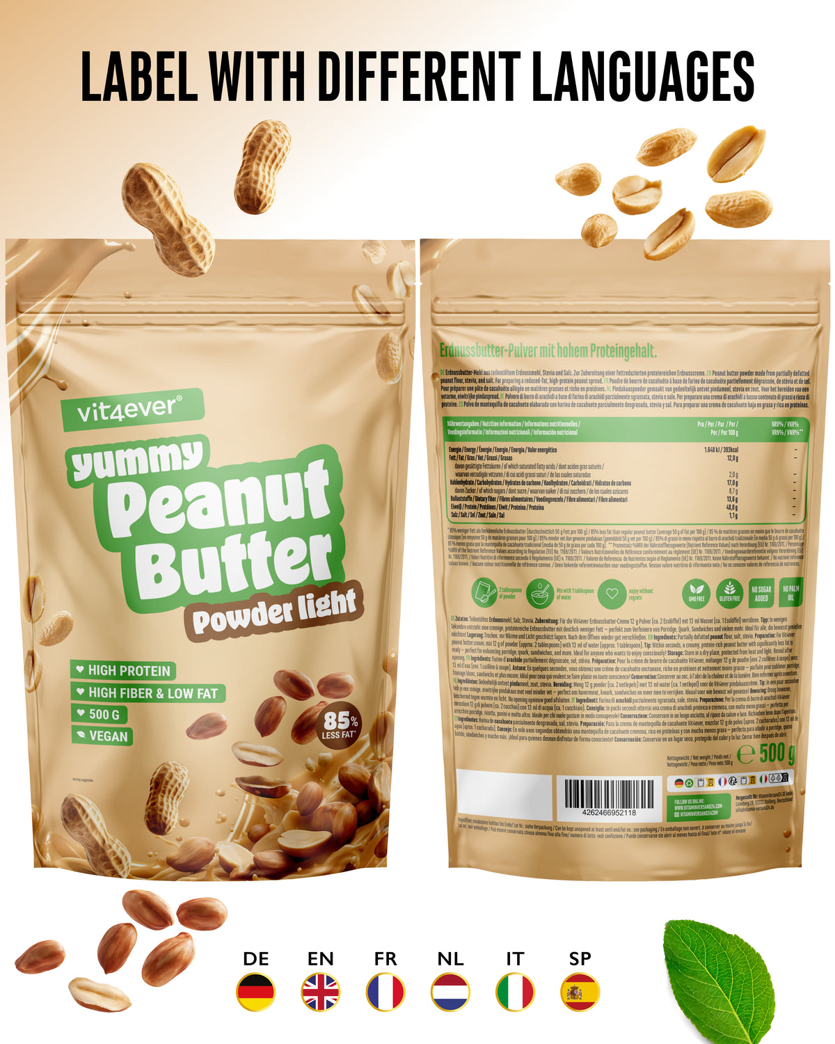 Peanut Butter Light Powder, 500g