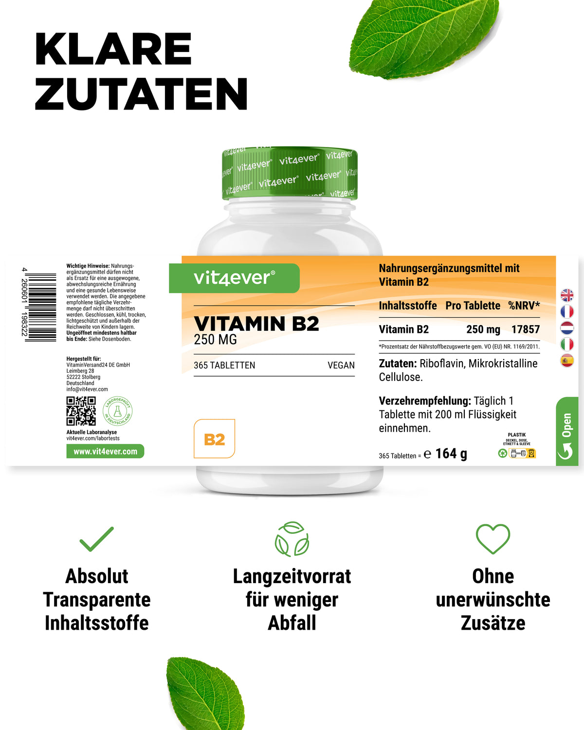 Vitamin B2 Riboflavin 250mg