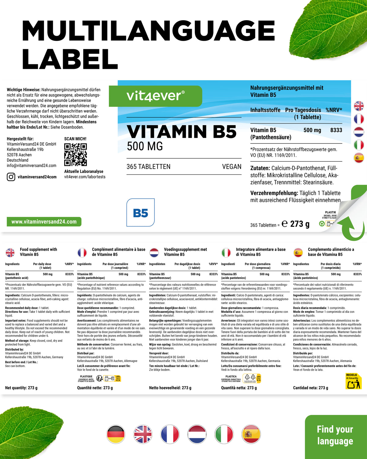 Witamina B5 - 500 mg