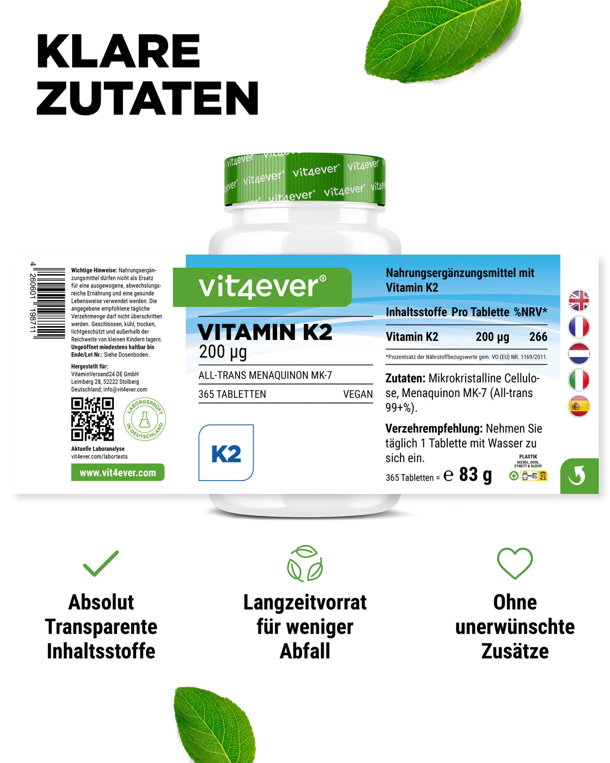 Vitamin K2 200 µg pro Tablette