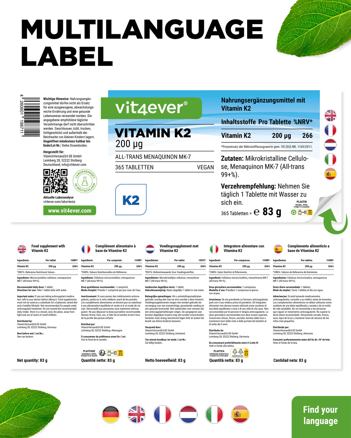 Vitamin K2 200 µg pro Tablette