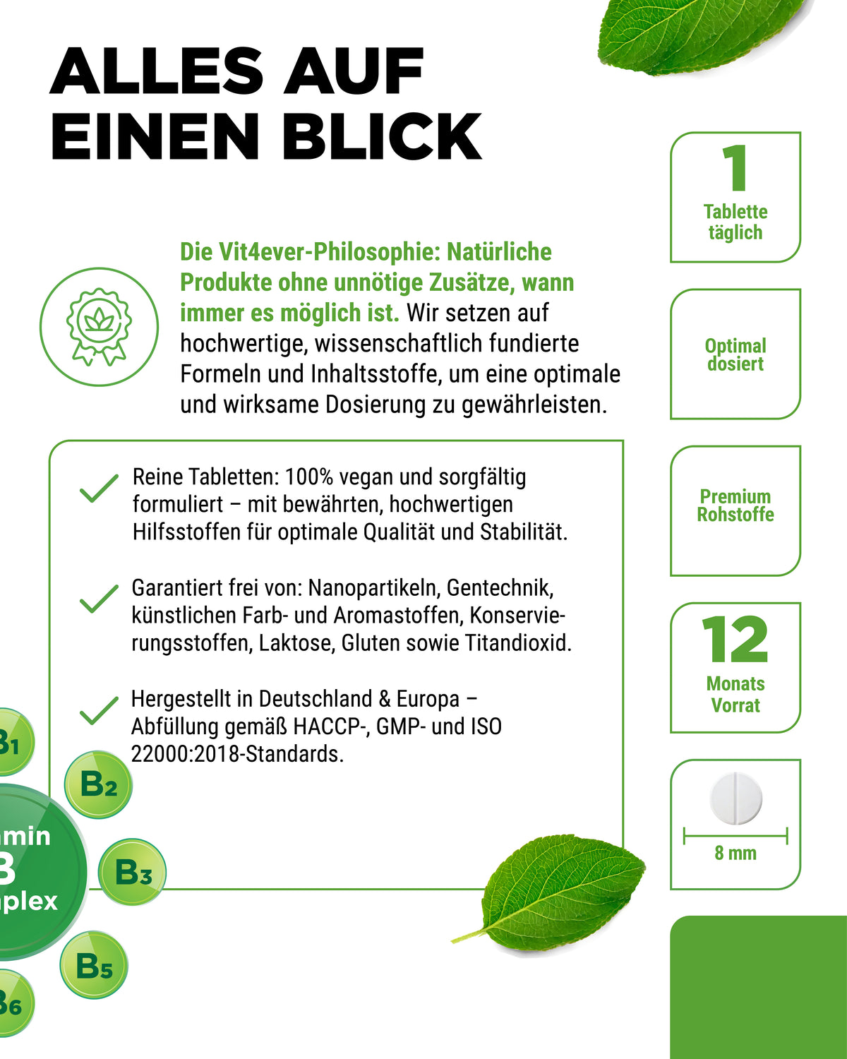 Vitamine B Complexe - 8 vitamines B - 365 comprimés